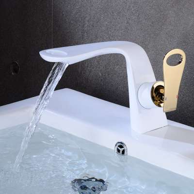 Homedec New Design Brass White +Gold Mixer Taps Bath  Basin Faucet For Bathroom